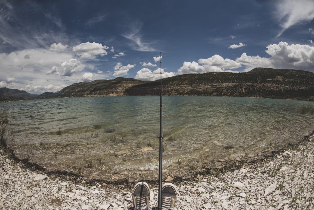 Fishing on the shore of Joes Valley